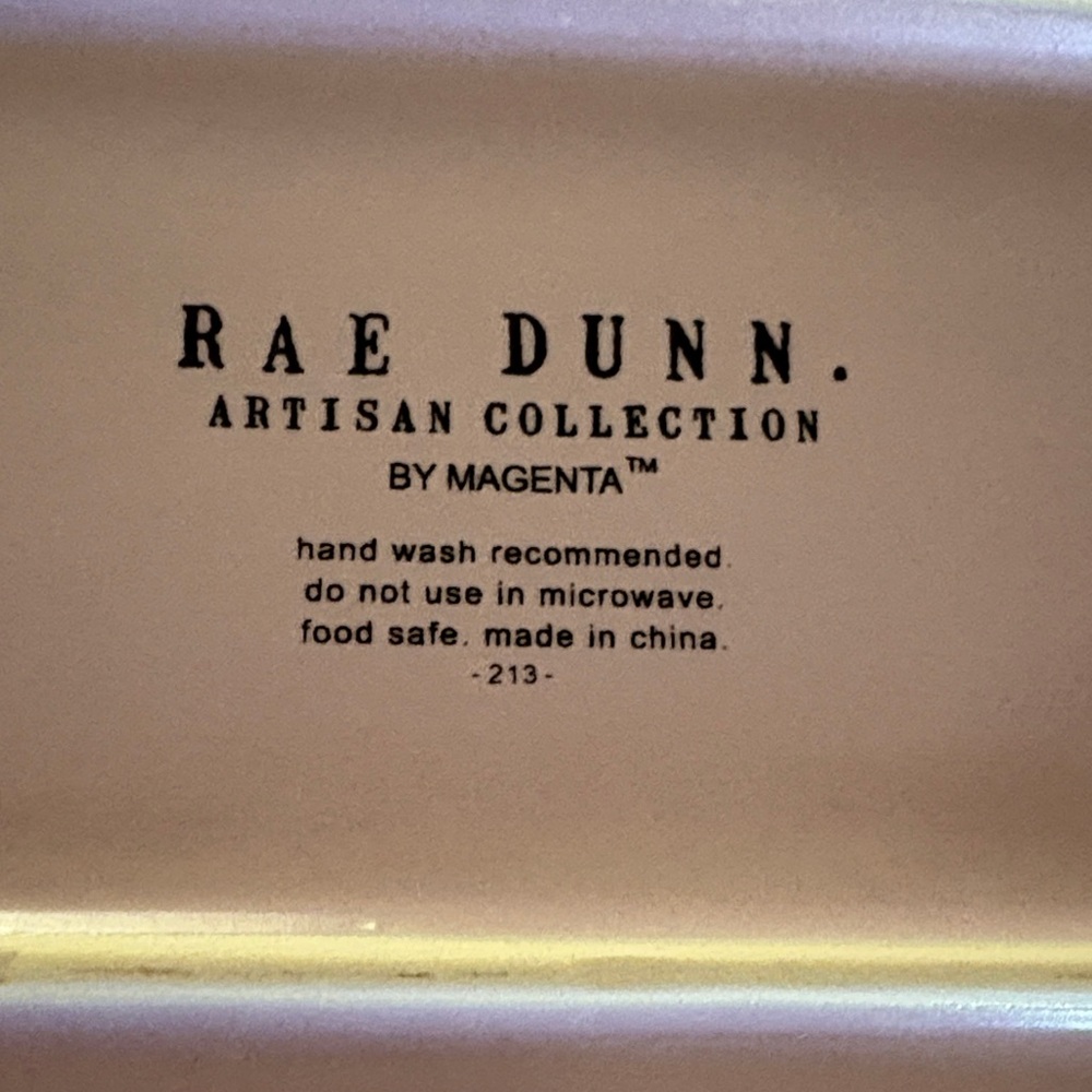 Rae Dunn Purple ceramic Appetizer Plate gold lettering 9x15